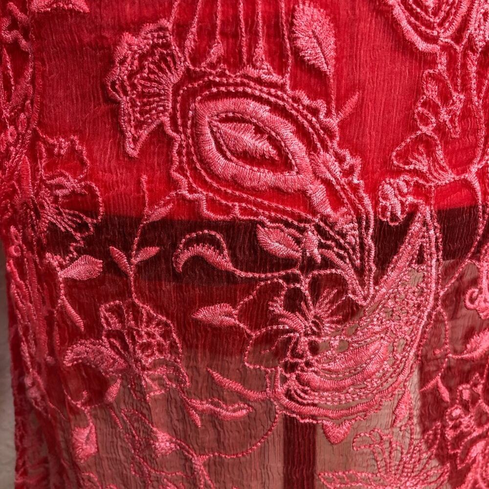 Soft Surroundings bright pink sheer embroidered floral overlay tunic top Medium - Picture 14 of 15
